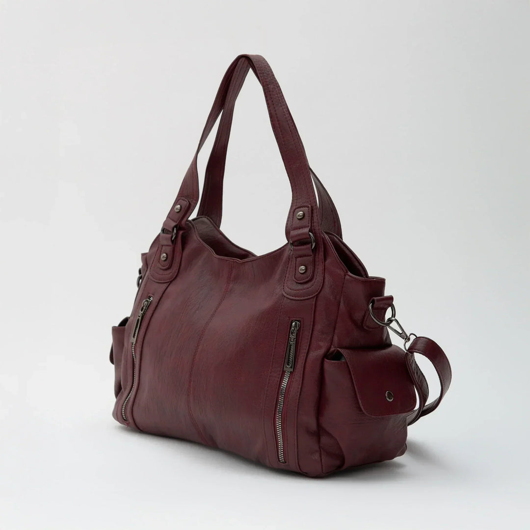 Faux Leather Crossbody Bag with Laptop Compartment