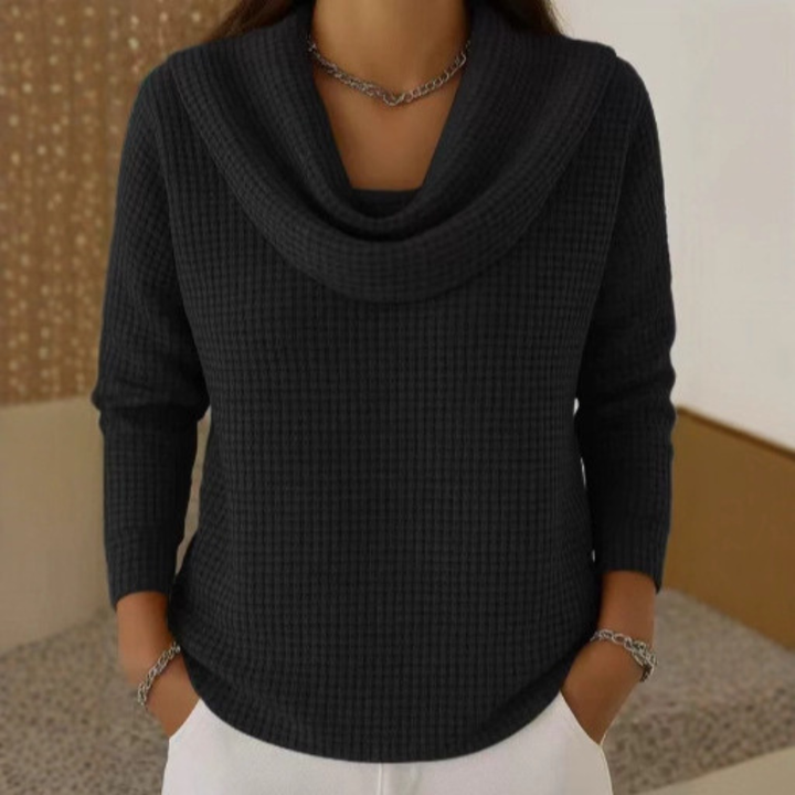 Danela | Elegant Waterfall Neckline Sweater