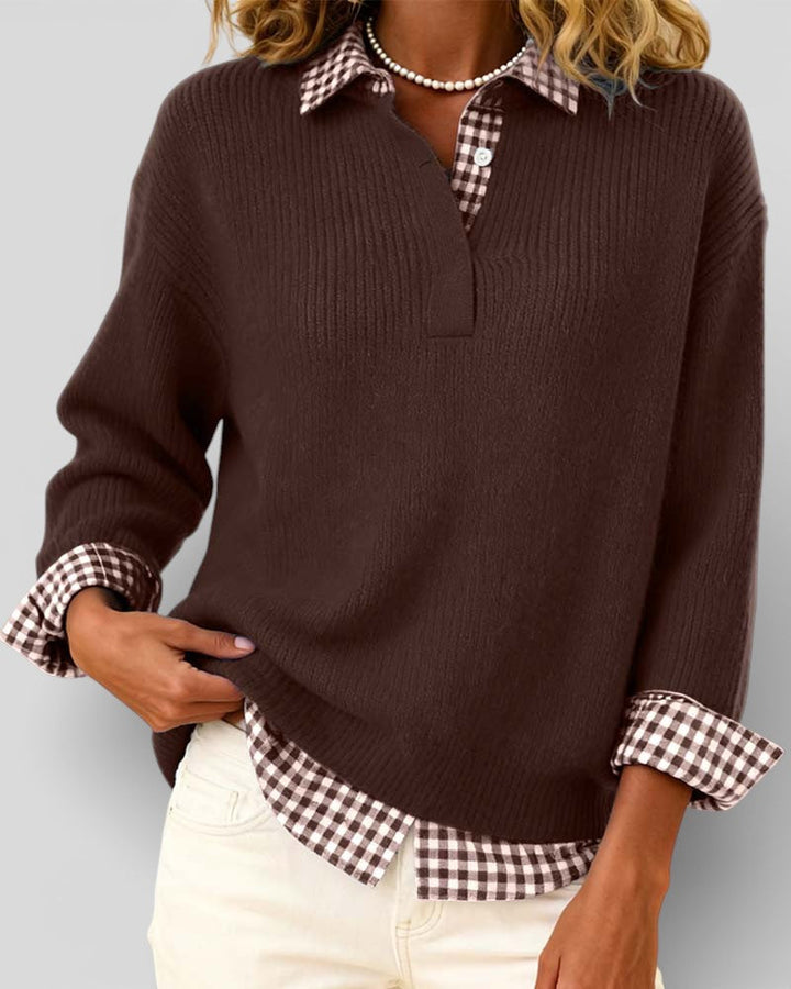 Alicia | Knitted Jumper with plaid detail