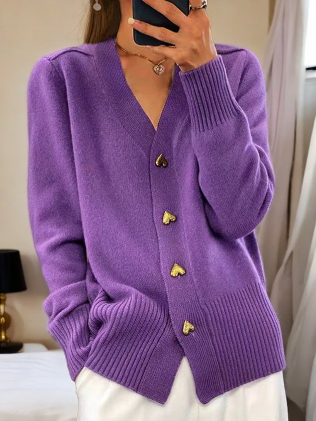 Womens V-Neck Chunky Knit Cardigan