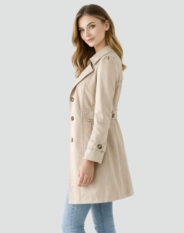 Womens Tailored Mid Length Lapel Trench Coat