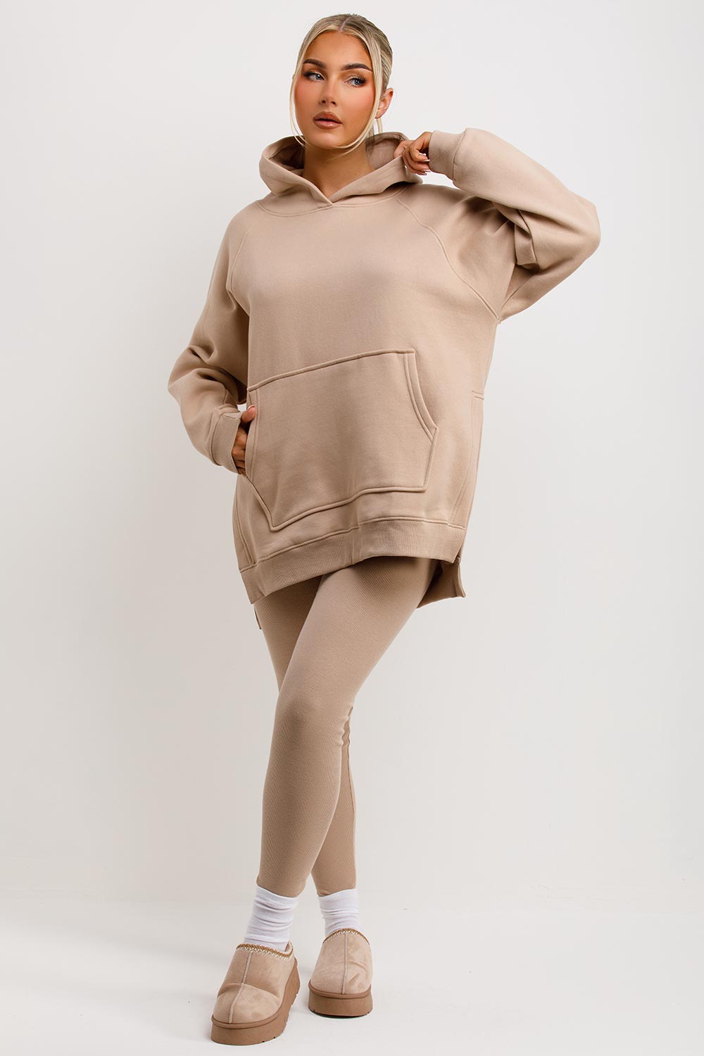Hoodie and Leggings Set in Beige