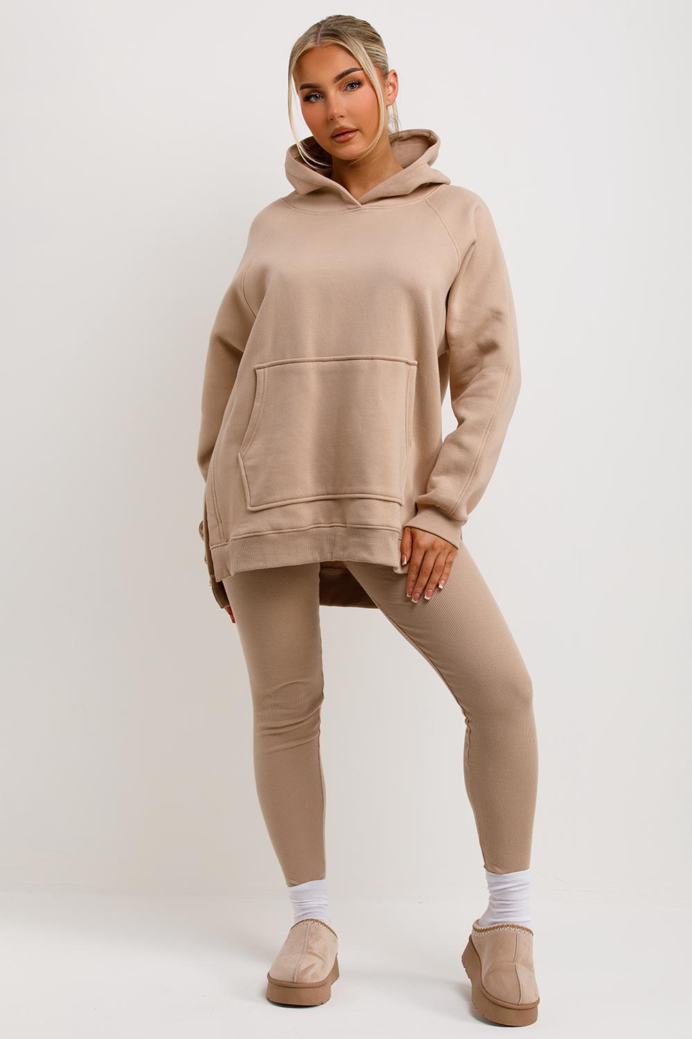 Hoodie and Leggings Set in Beige