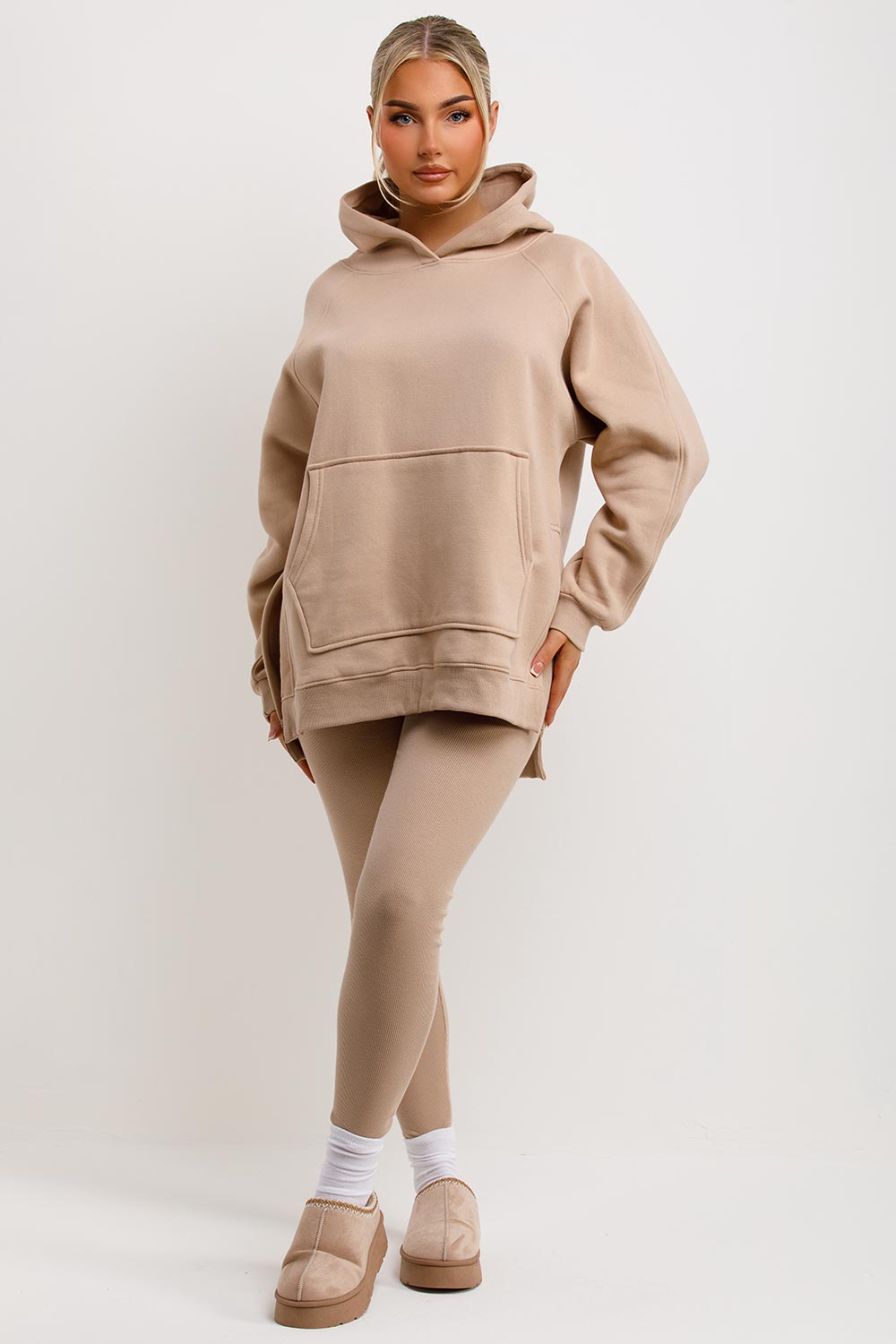 Hoodie and Leggings Set in Beige