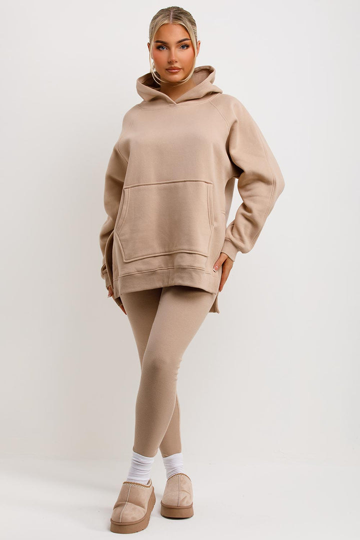 Hoodie and Leggings Set in Beige