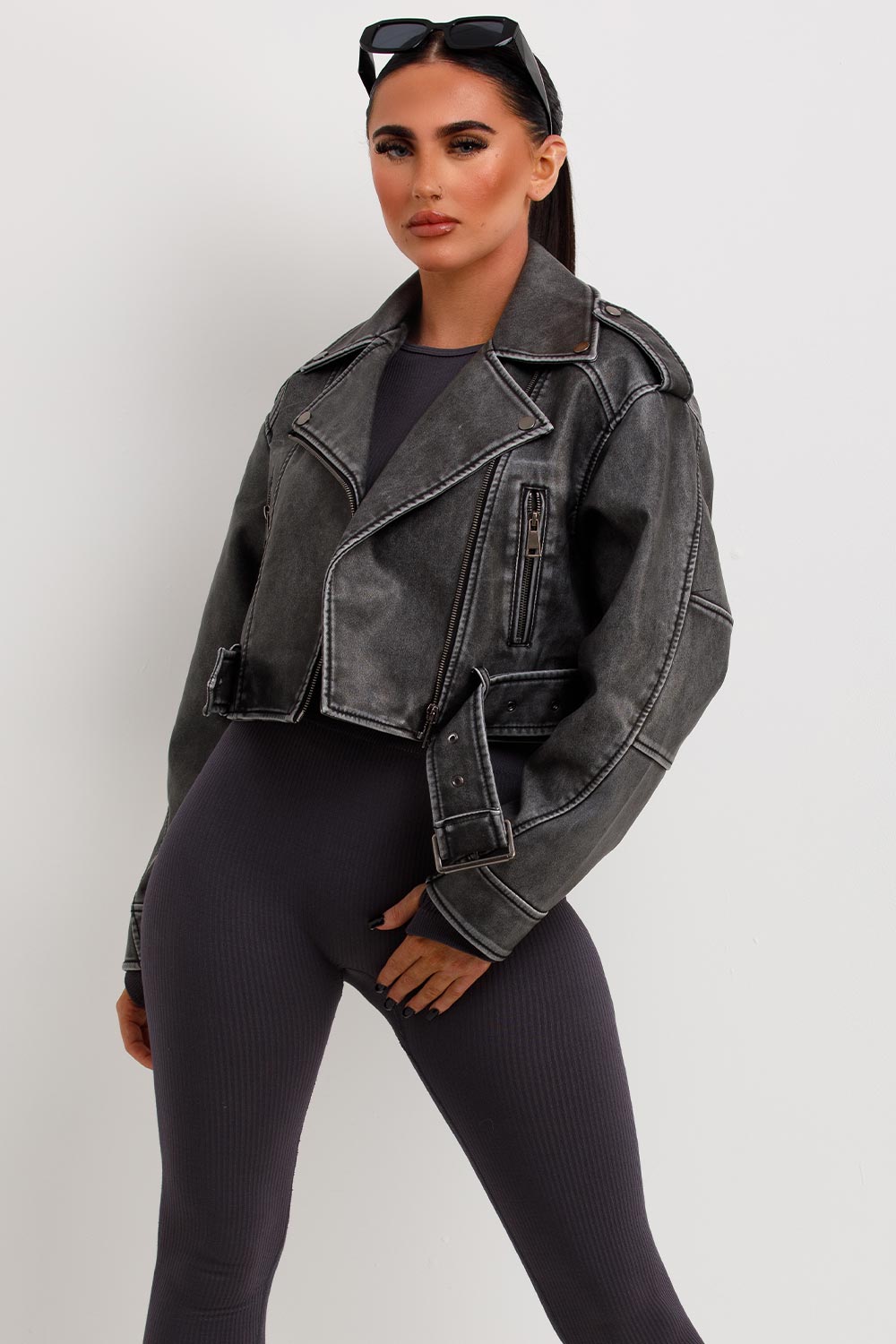 Grey Faux Leather Jacket