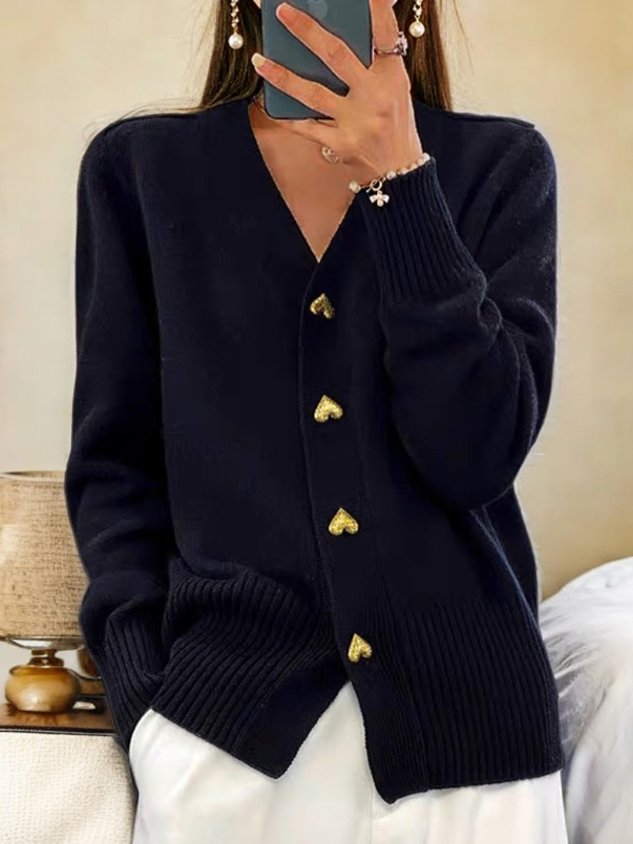 Womens V-Neck Chunky Knit Cardigan