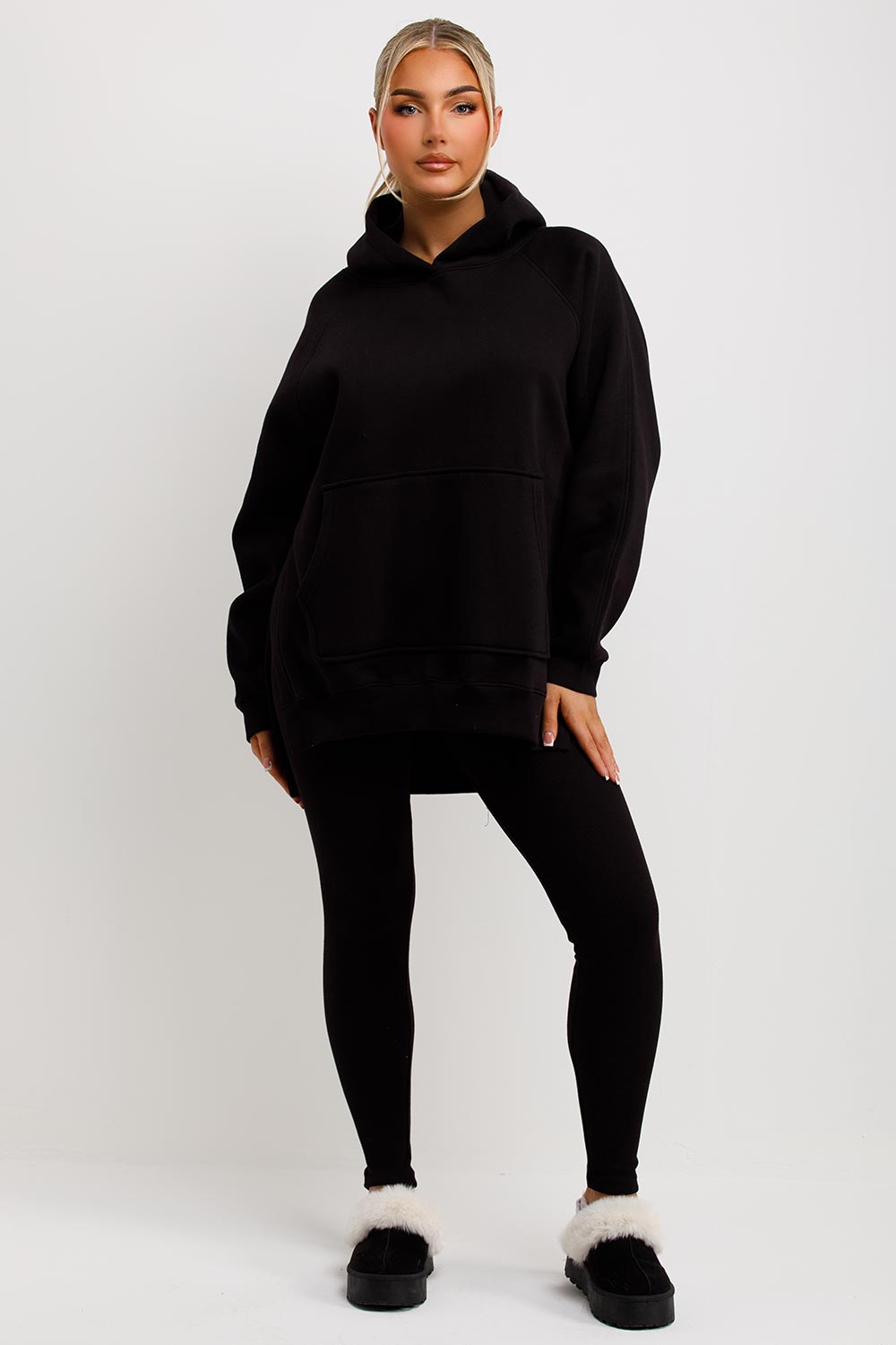 Hoodie and Leggings Set in Black