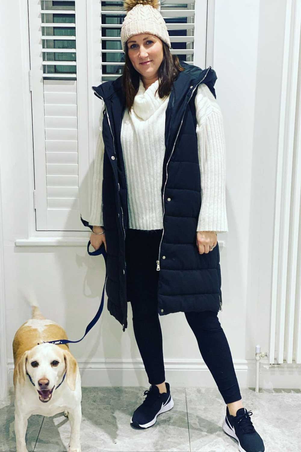Longline Padded Hooded Gilet in Black