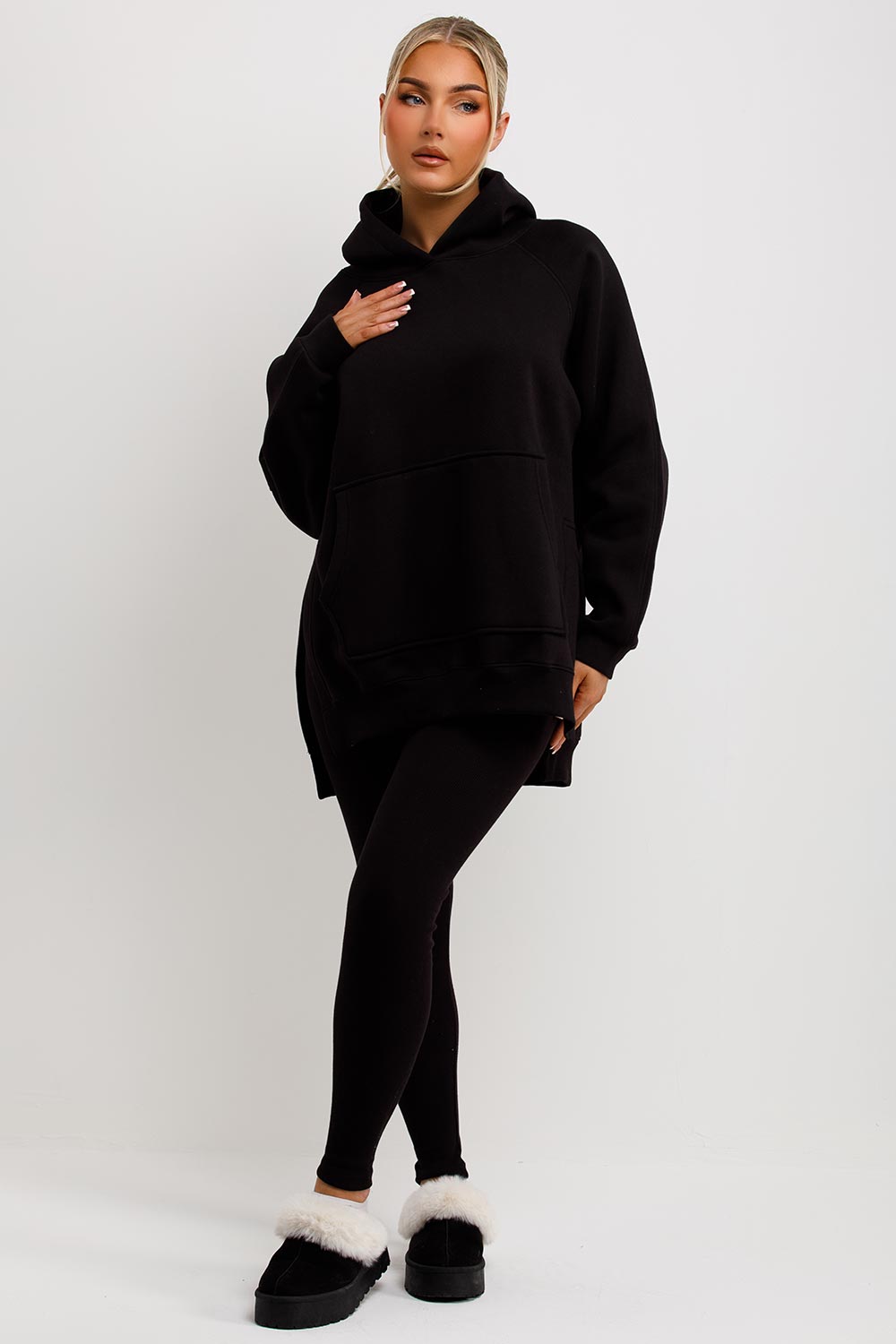 Hoodie and Leggings Set in Black
