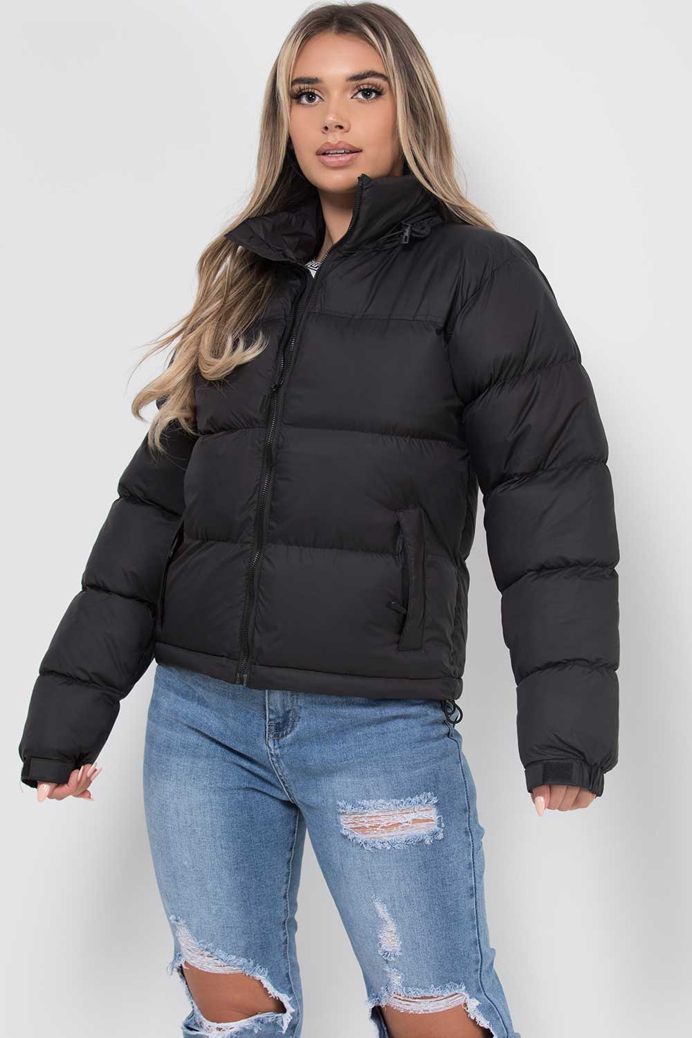 Black Quilted Hooded Puffer Jacket