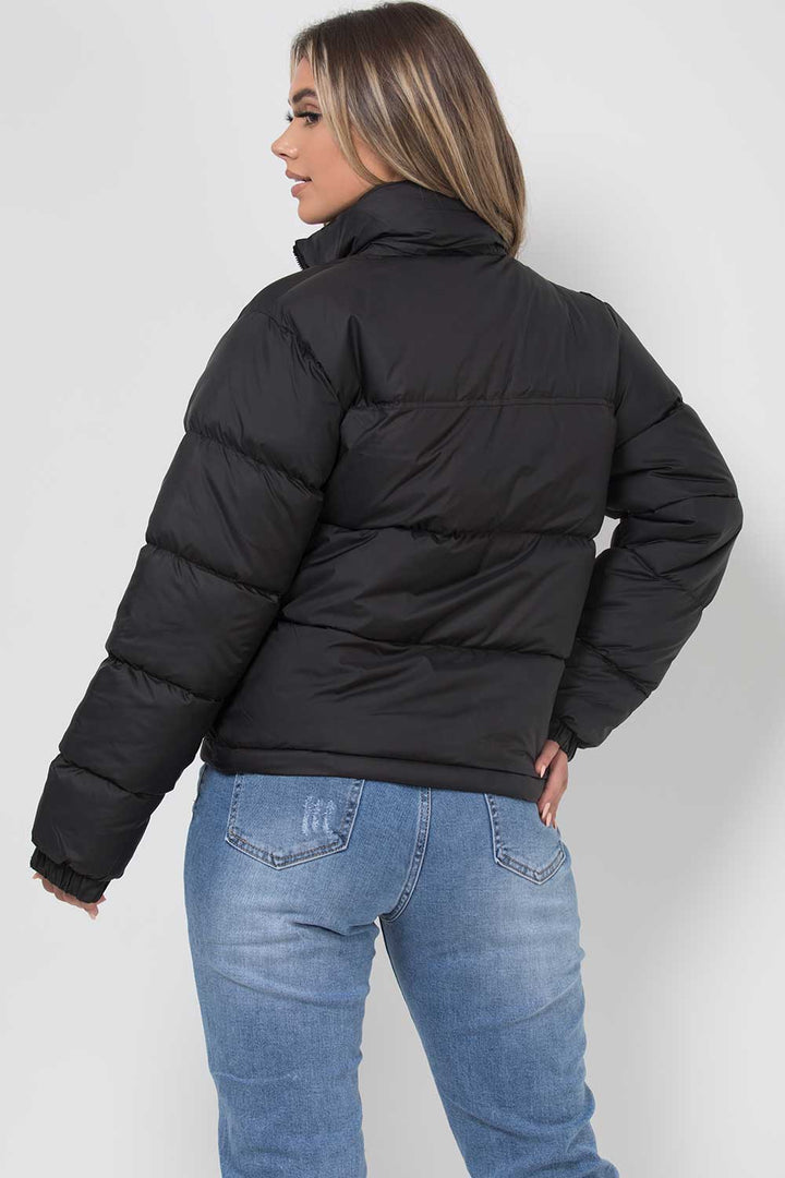 Black Quilted Hooded Puffer Jacket