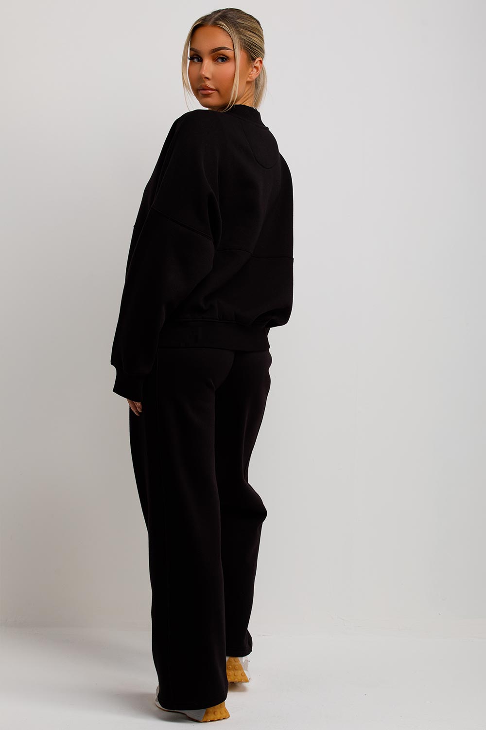 Zip Bomber Sweatshirt and Joggers Set in Black