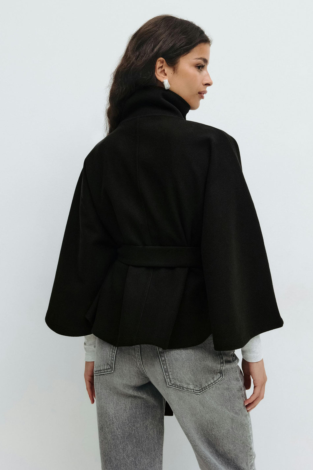 Womens Belted Cape Coat