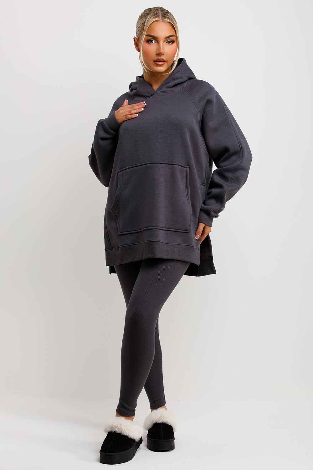 Hoodie and Leggings Set in Charcoal