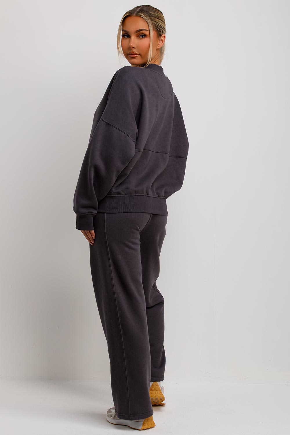 Zip Bomber Sweatshirt and Joggers Set in Charcoal