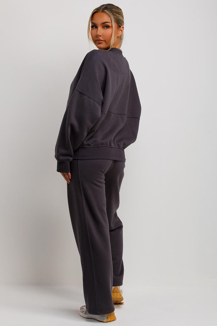 Zip Bomber Sweatshirt and Joggers Set in Charcoal