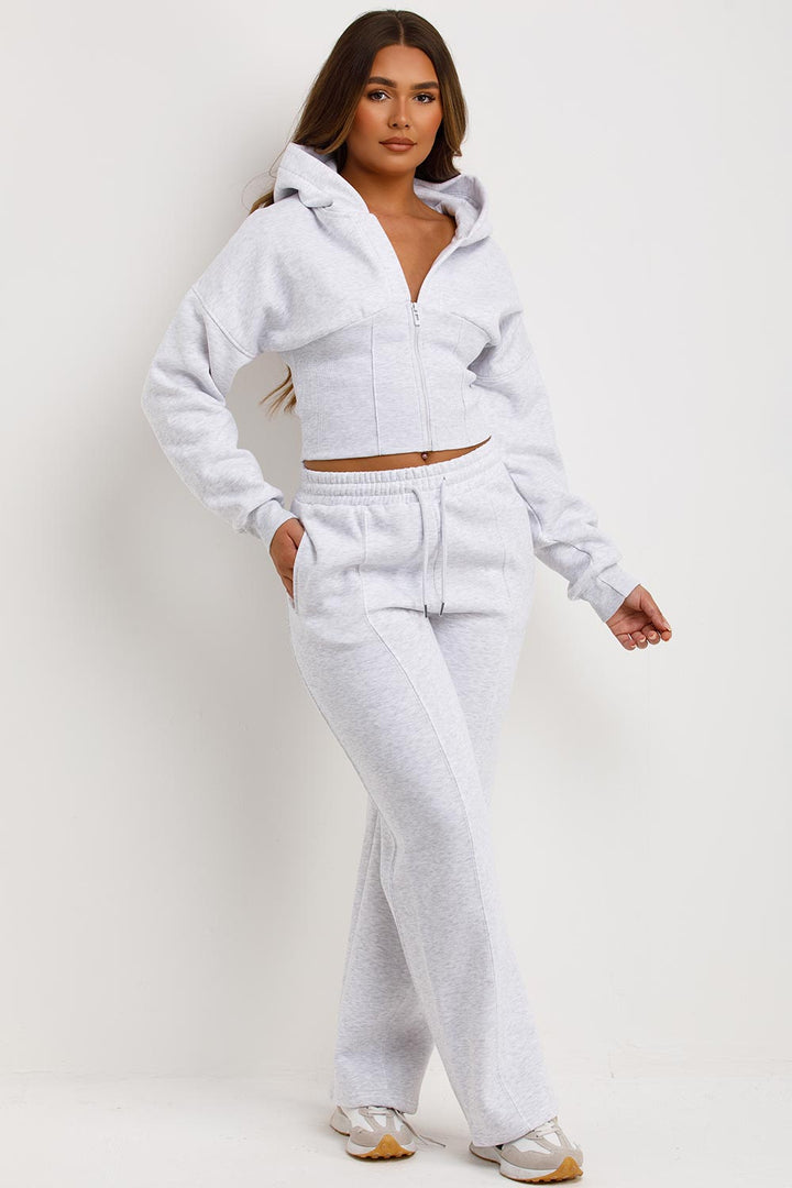 Corset Hoodie and Joggers Co Ord Set in Grey Marl