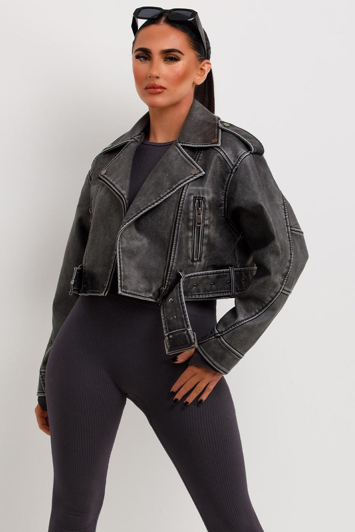 Grey Faux Leather Jacket