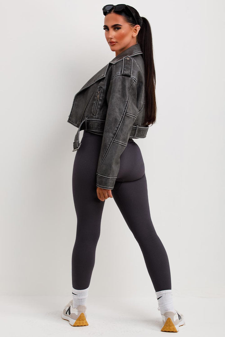 Grey Faux Leather Jacket