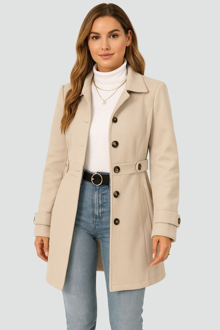 Womens Belted Tailored Trench Coat