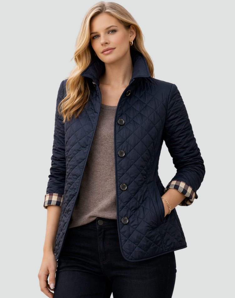 Womens Quilted Button Front Lightweight Jacket