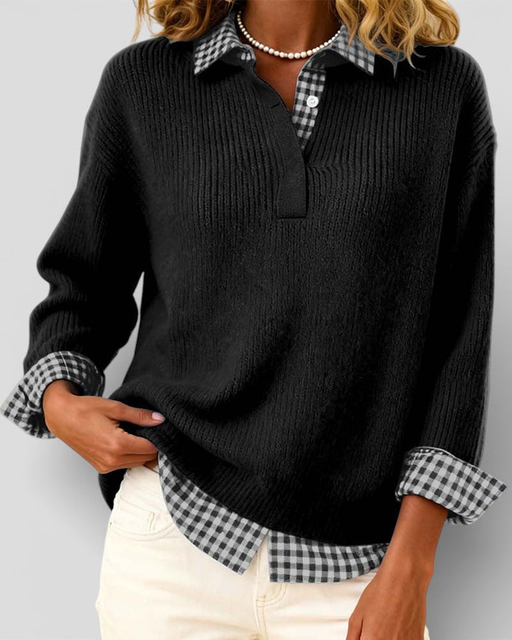 Alicia | Knitted Jumper with plaid detail