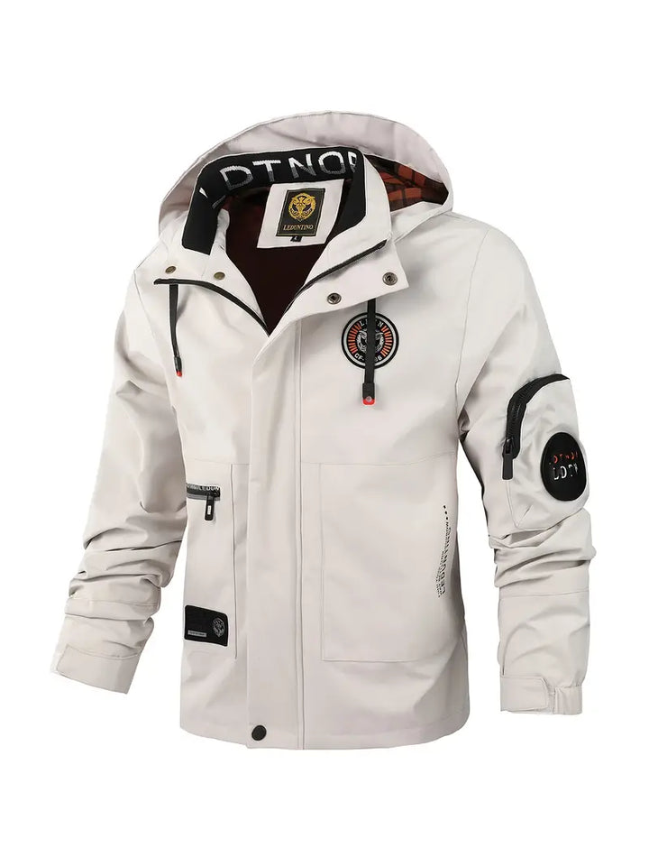 Mens Hooded Zip Front Waterproof Jacket