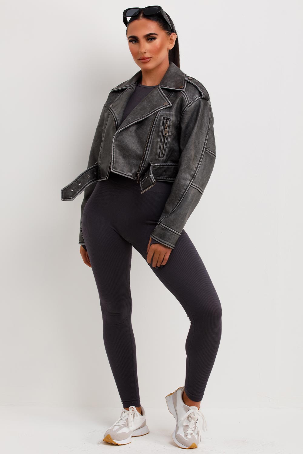 Grey Faux Leather Jacket