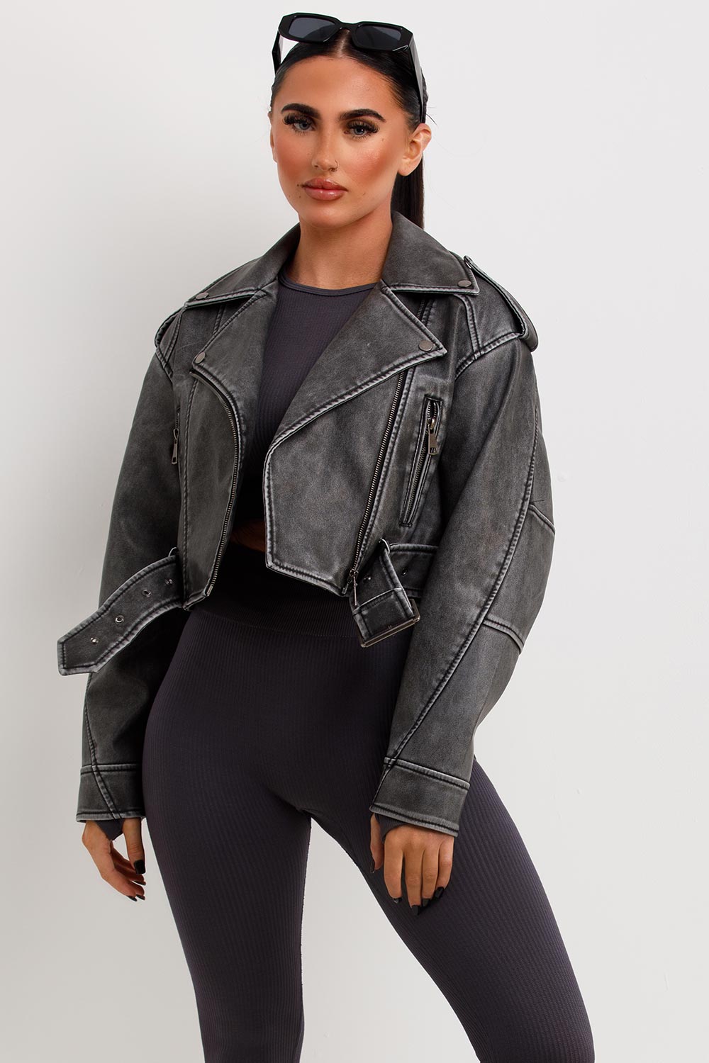 Grey Faux Leather Jacket