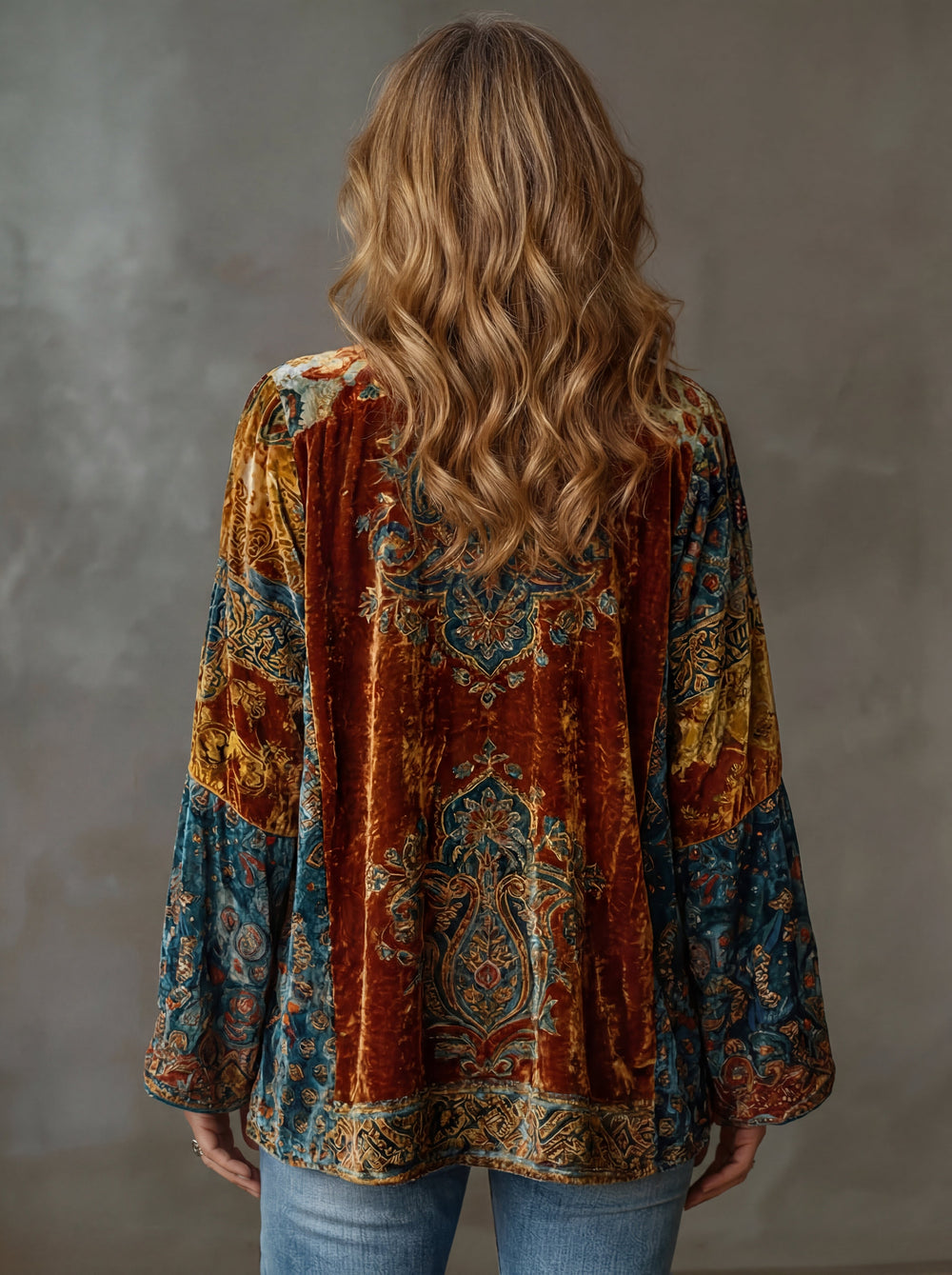 Embroidered Open Front Kimono Jacket