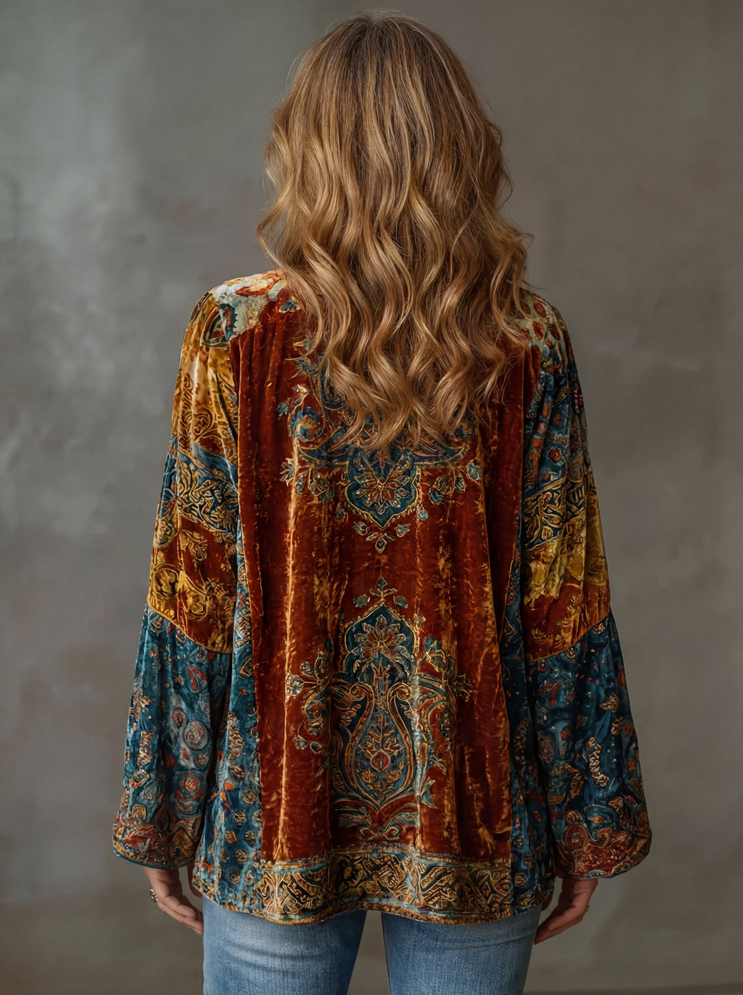 Embroidered Open Front Kimono Jacket