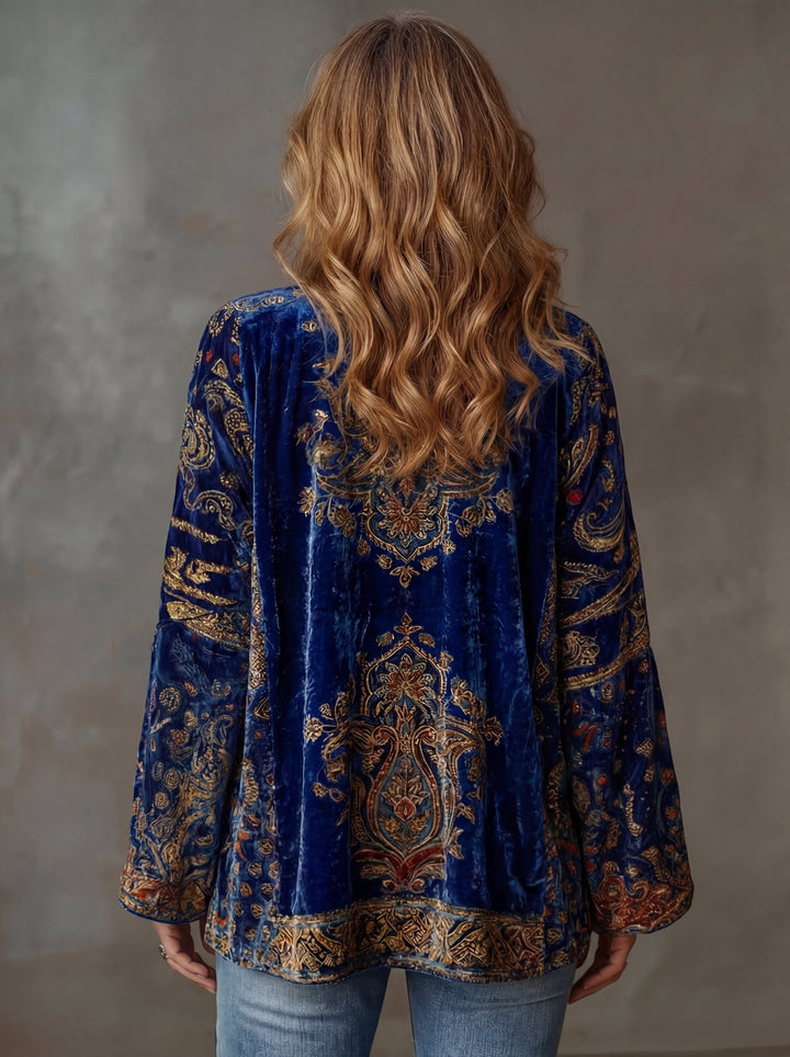 Embroidered Open Front Kimono Jacket