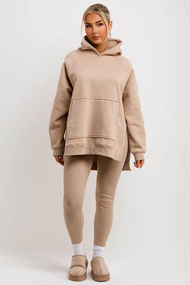 Hoodie and Leggings Set in Beige