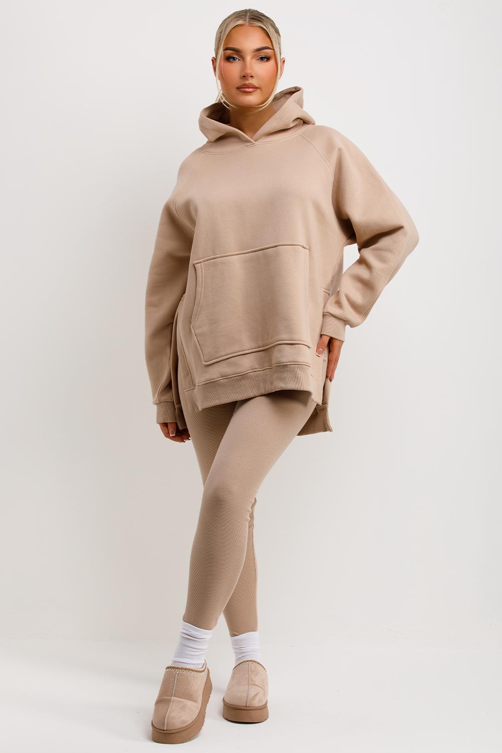 Hoodie and Leggings Set in Beige