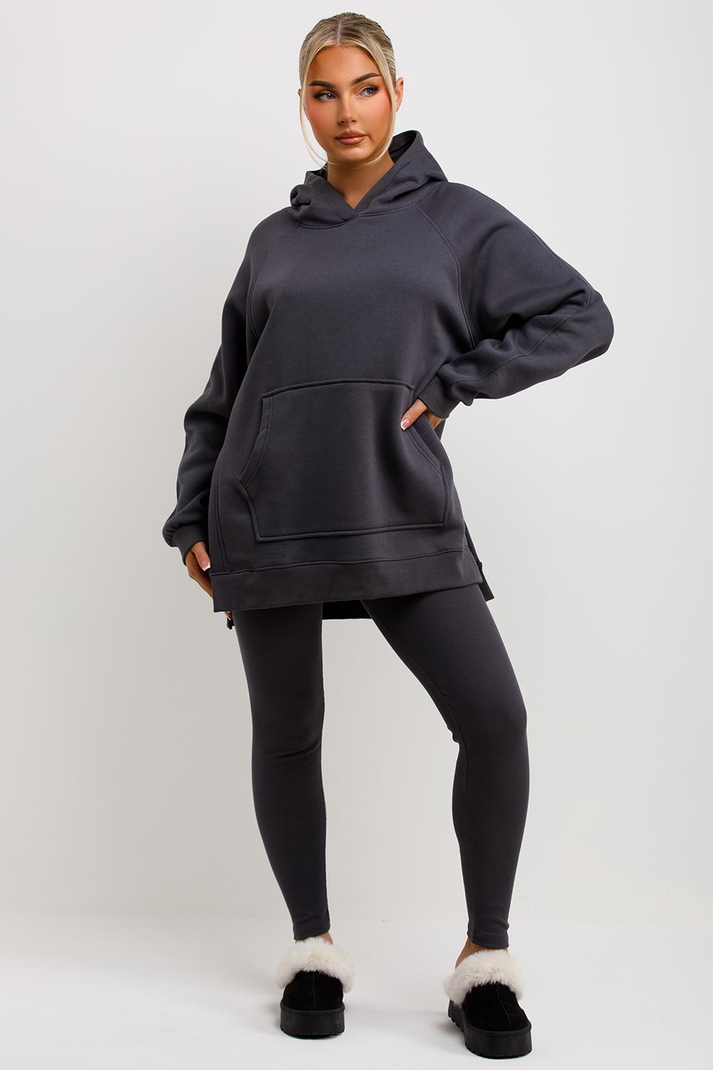 Hoodie and Leggings Set in Charcoal