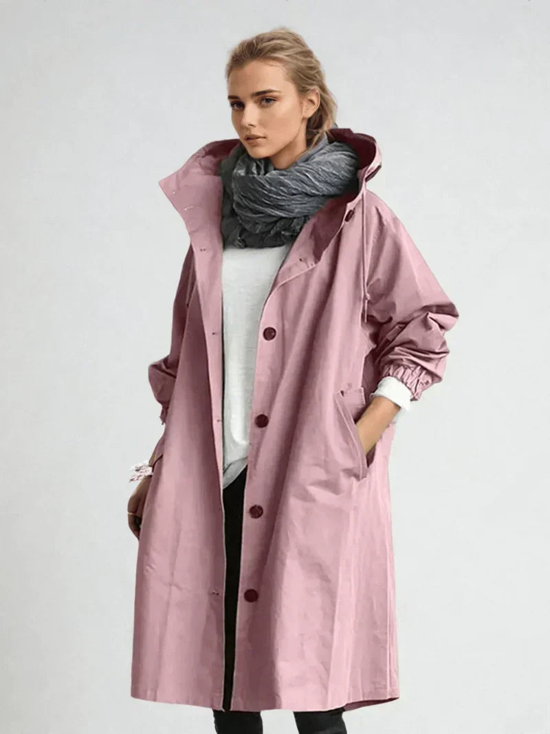 Womens Hooded Belted Raincoat