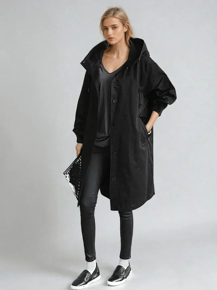 Womens Hooded Belted Raincoat