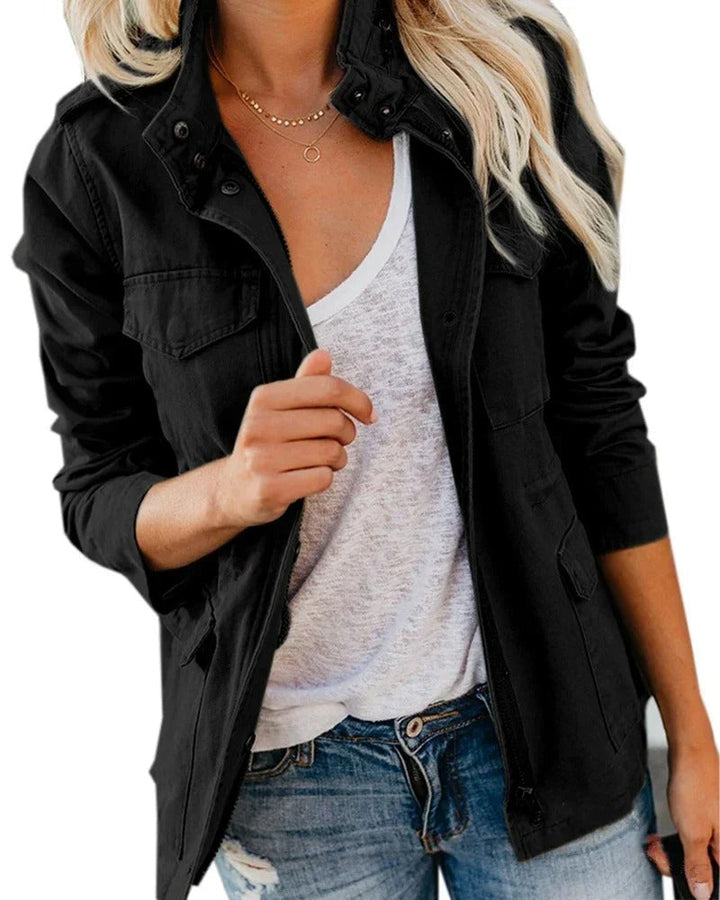Womens Zip Front Utility Jacket
