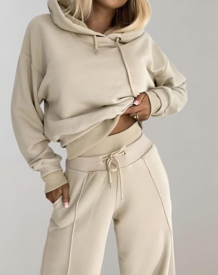 Womens Hoodie and Wide Leg Trousers Two Piece Set