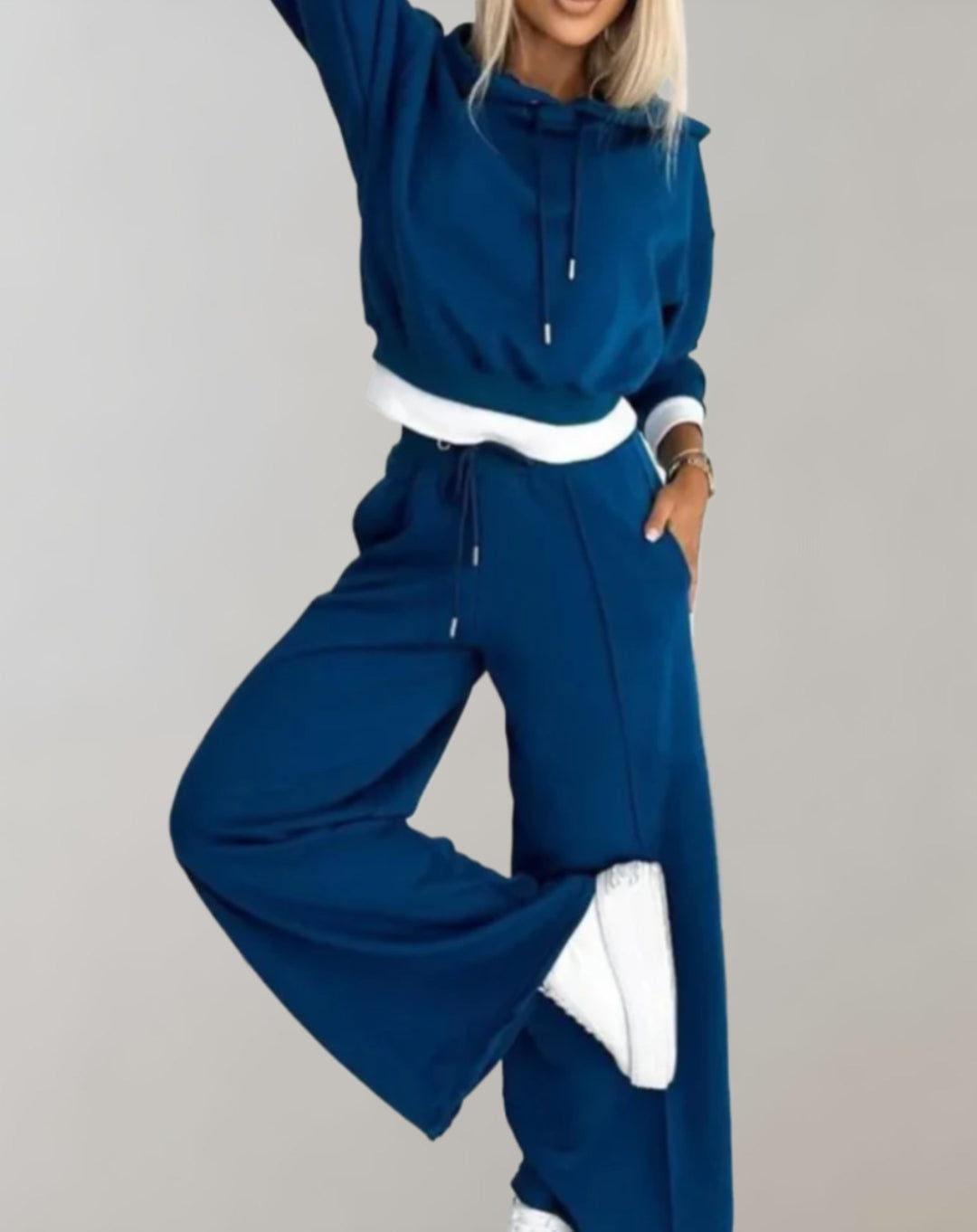 Womens Hoodie and Wide Leg Trousers Two Piece Set