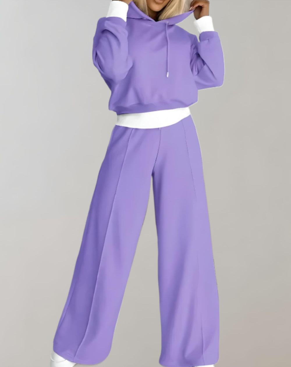 Womens Hoodie and Wide Leg Trousers Two Piece Set