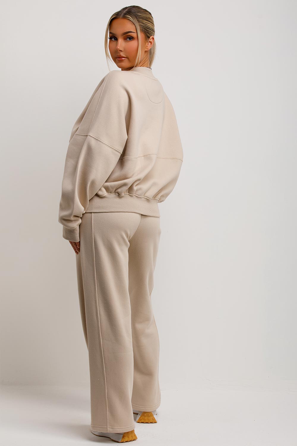 Zip Bomber Sweatshirt and Joggers Set in Oatmeal