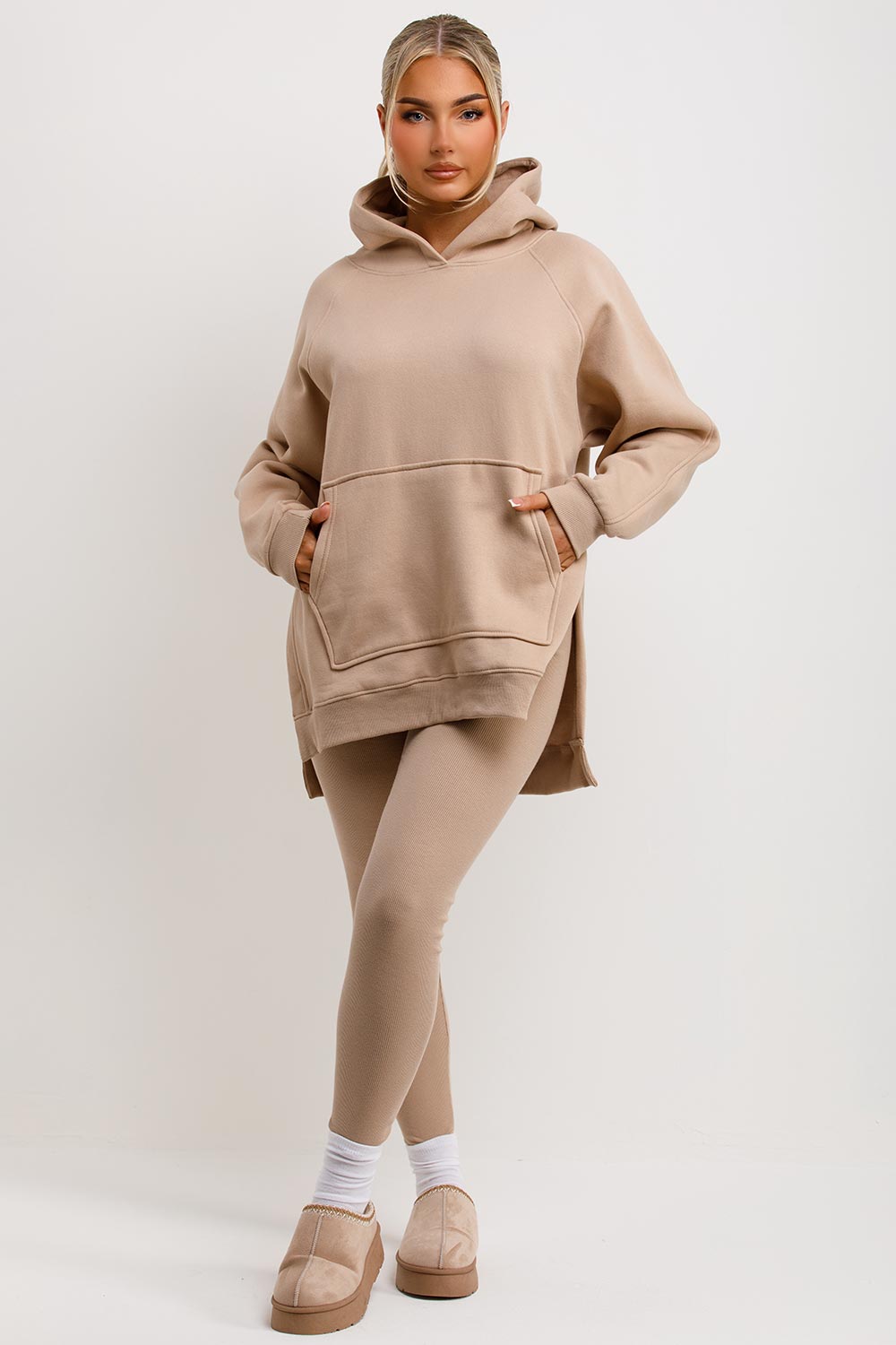 Hoodie and Leggings Set in Beige