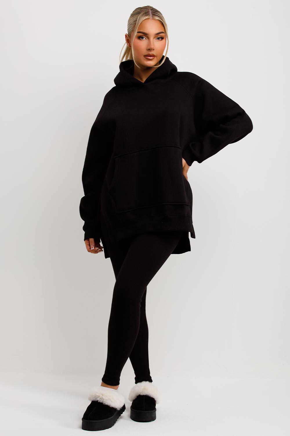 Hoodie and Leggings Set in Black