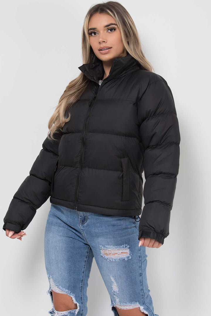 Black Quilted Hooded Puffer Jacket
