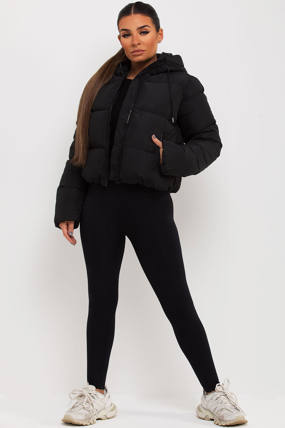 Hooded Puffer Jacket in Black