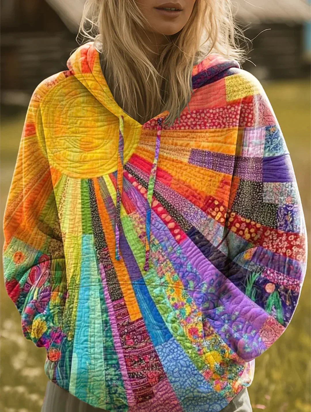 Breezy | Vibrant Patchwork Hoodie