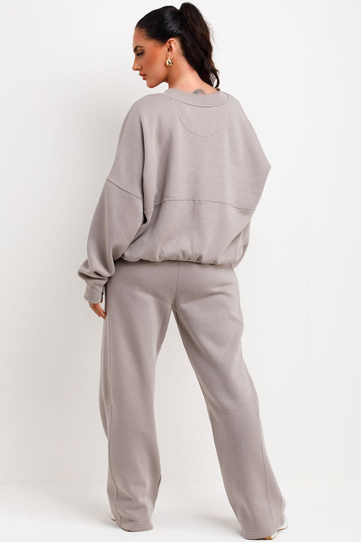 Zip Bomber Sweatshirt and Joggers Set in Dove Grey